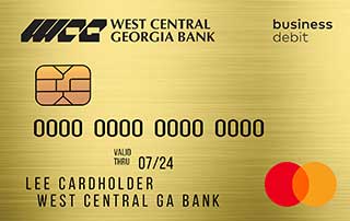 front of the West Central Georgia Bank Business Debit Card