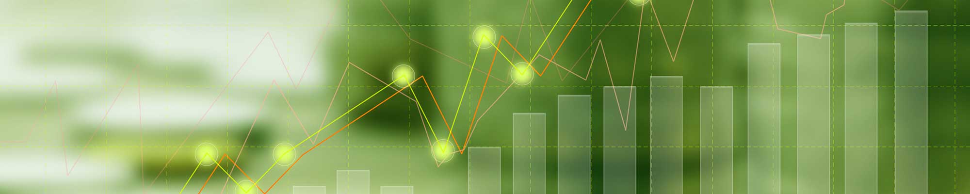 several charts superimposed on each other to indicate prosperity and increasing revenue